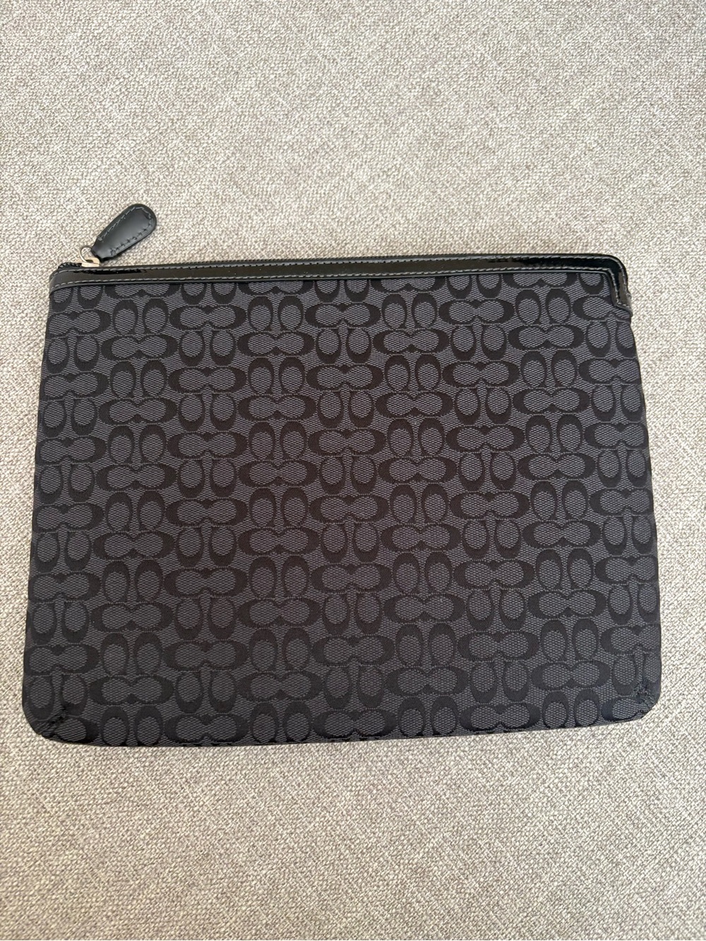 Coach Black Signature C Zip Tablet Pouch Cover Sleeve for iPad Kindle Travel